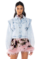 TIME AFTER TIME SHARP SHOULDER DENIM JACKET