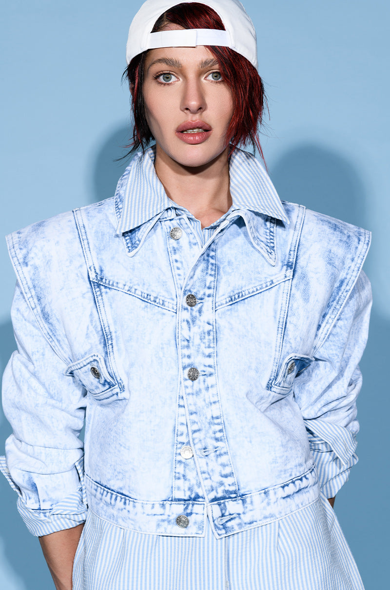 TIME AFTER TIME SHARP SHOULDER DENIM JACKET