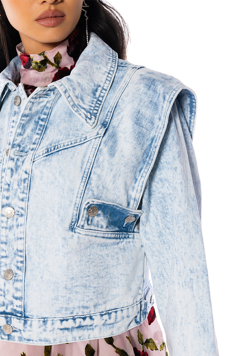 TIME AFTER TIME SHARP SHOULDER DENIM JACKET