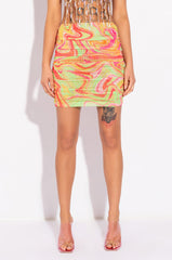 TRIPPY RUCHED MESH MINI SKIRT
