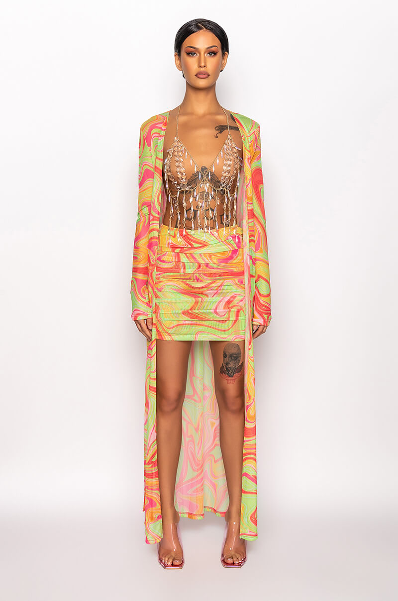 TRIPPY RUCHED MESH MINI SKIRT