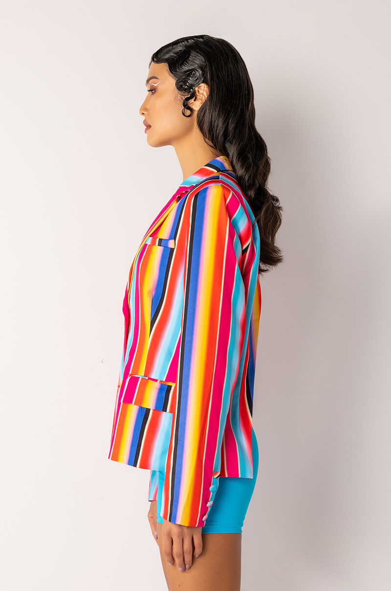 OPEN BACK MULTI STRIPE BLAZER