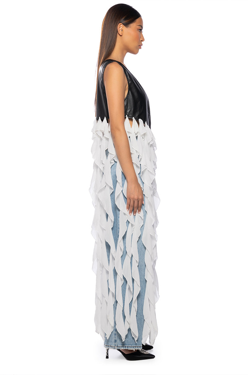 UH OH HONEY WATERFALL RUFFLE VEST