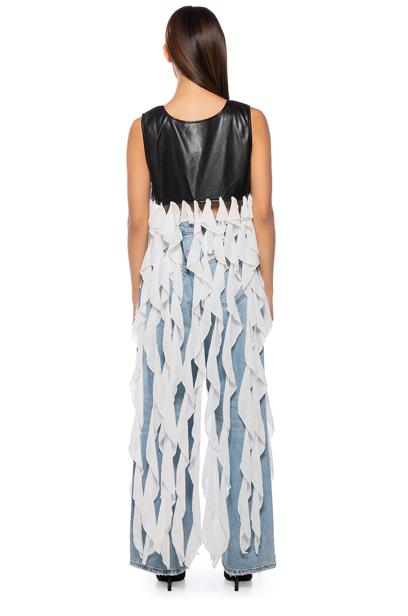 UH OH HONEY WATERFALL RUFFLE VEST