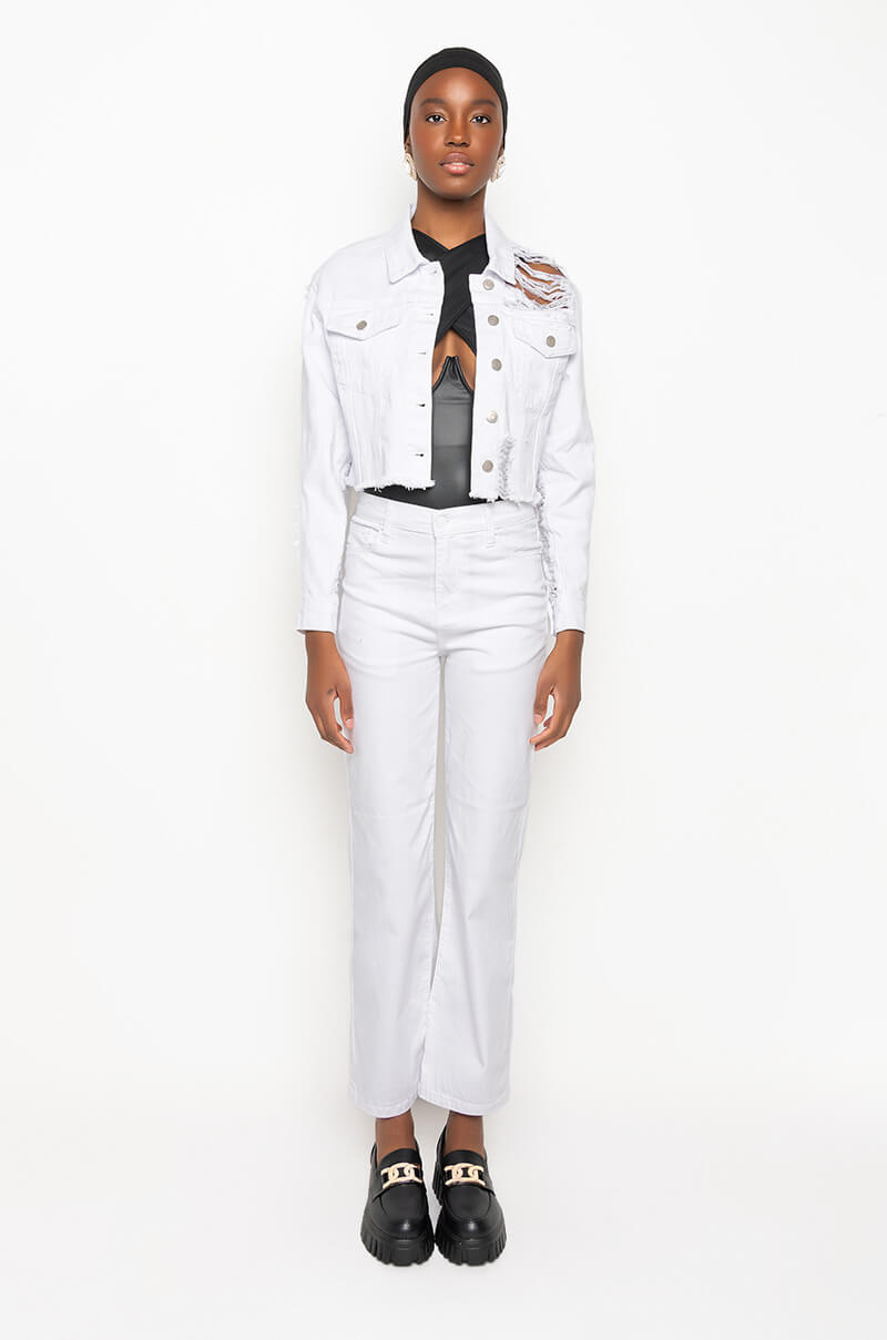 ULTRA DISTRESSED CROP DENIM JACKET