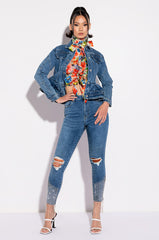 WAYNE PEPLUM DENIM JACKET