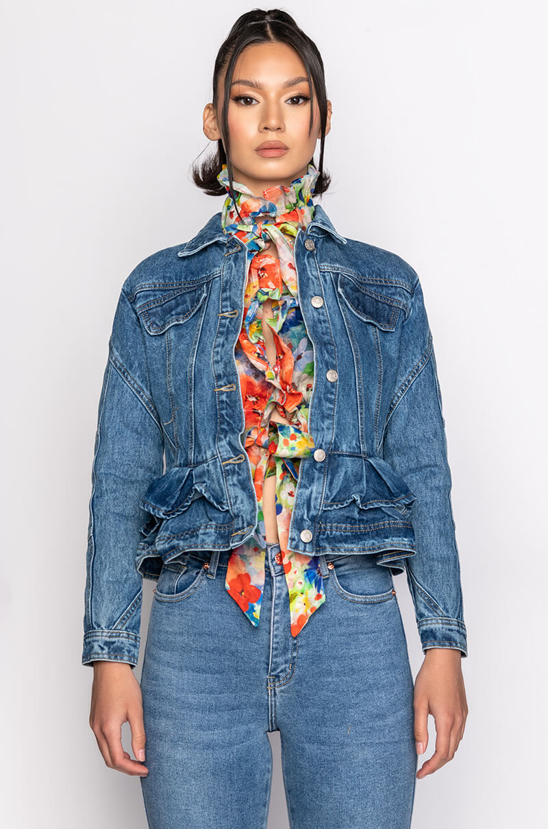 WAYNE PEPLUM DENIM JACKET