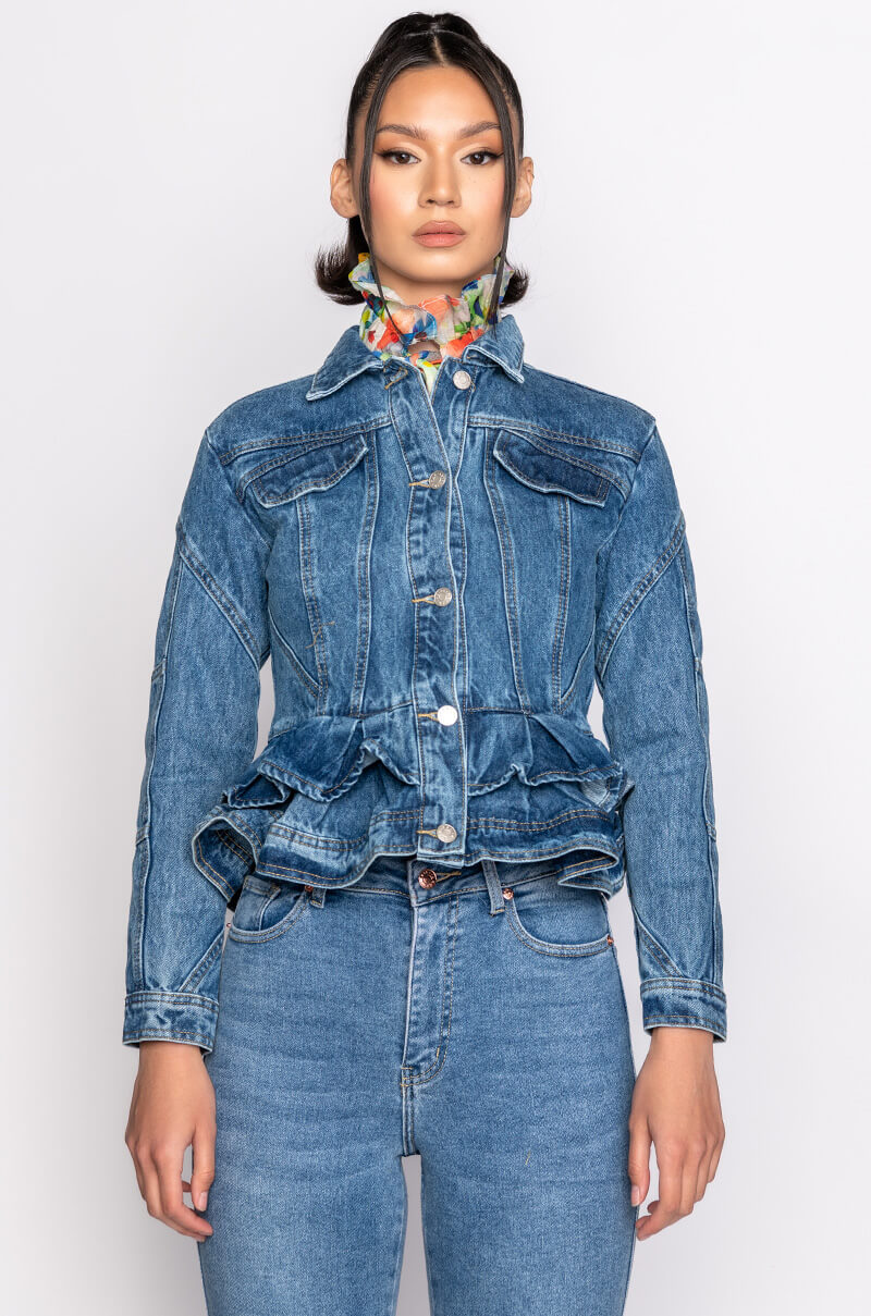 WAYNE PEPLUM DENIM JACKET