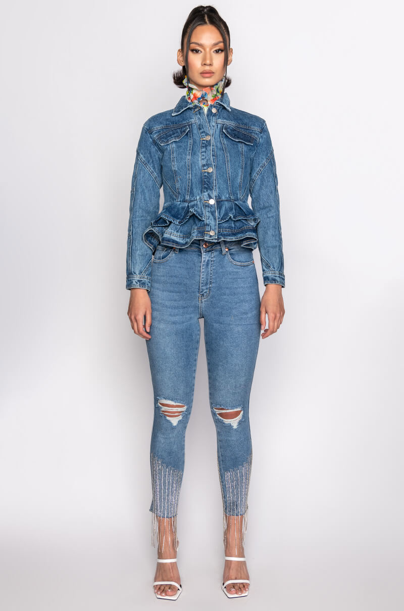 WAYNE PEPLUM DENIM JACKET