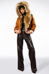 WE FOUND LOVE SUEDE COAT WITH FAUX FUR HOOD