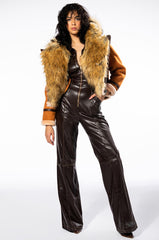 WE FOUND LOVE SUEDE COAT WITH FAUX FUR HOOD