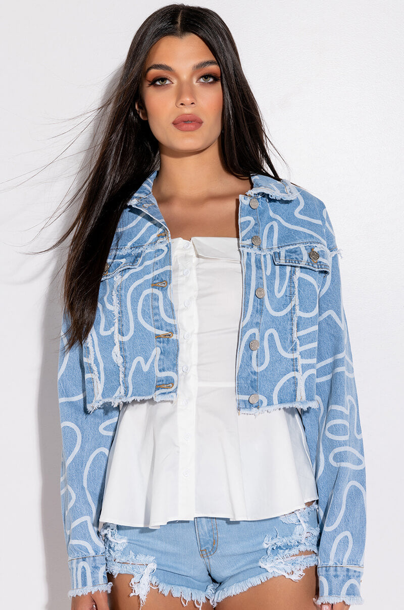 WIGGLE PRINT DENIM JACKET