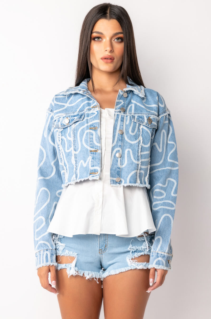 WIGGLE PRINT DENIM JACKET