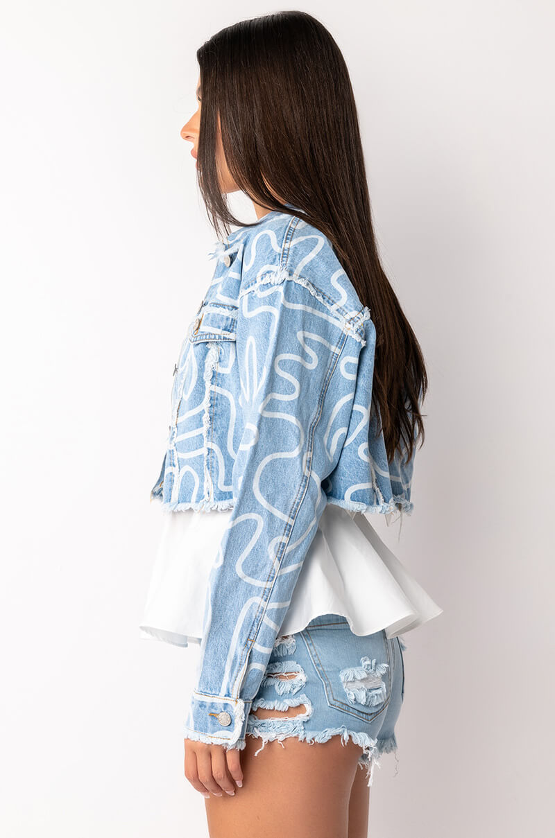 WIGGLE PRINT DENIM JACKET
