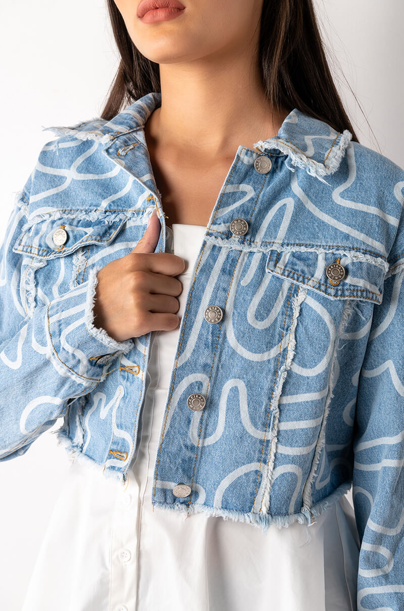 WIGGLE PRINT DENIM JACKET