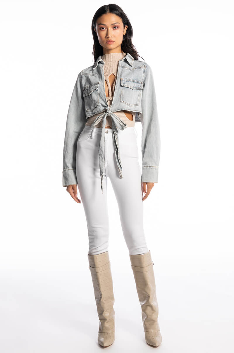 WRAP AROUND DENIM JACKET