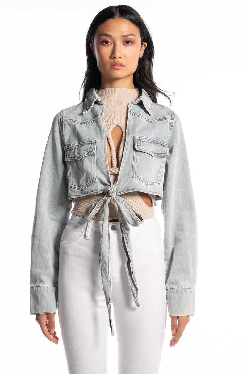 WRAP AROUND DENIM JACKET
