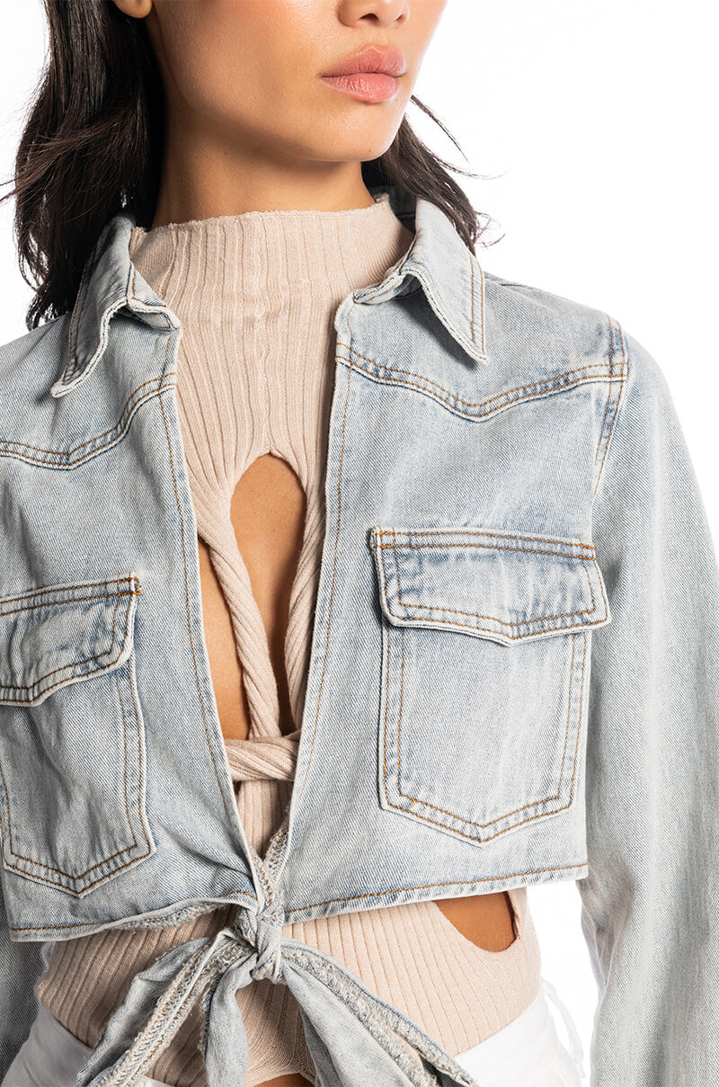 WRAP AROUND DENIM JACKET