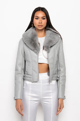 XANDER BONDED FABRIC MOTO JACKET