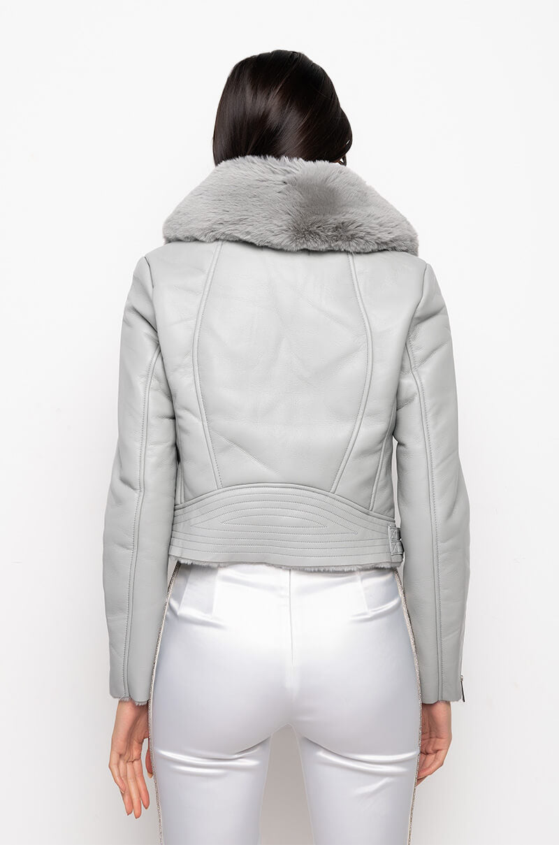 XANDER BONDED FABRIC MOTO JACKET