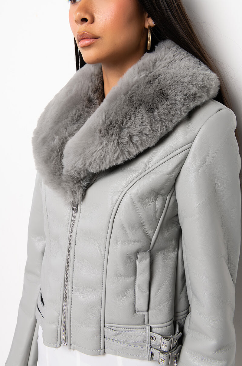 XANDER BONDED FABRIC MOTO JACKET