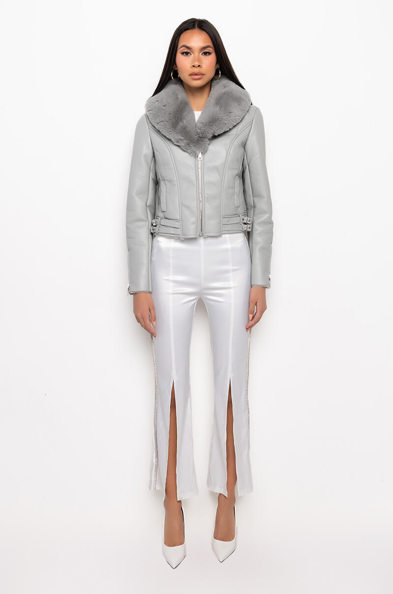 XANDER BONDED FABRIC MOTO JACKET