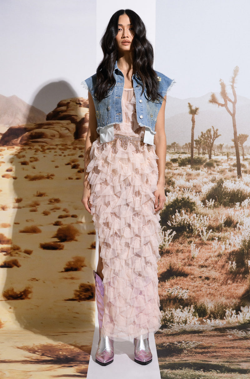 Y2K RHINESTONE MINI DENIM SKIRT