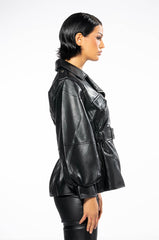 YOKO PEPLUM BELL SLEEVE MOTO JACKET